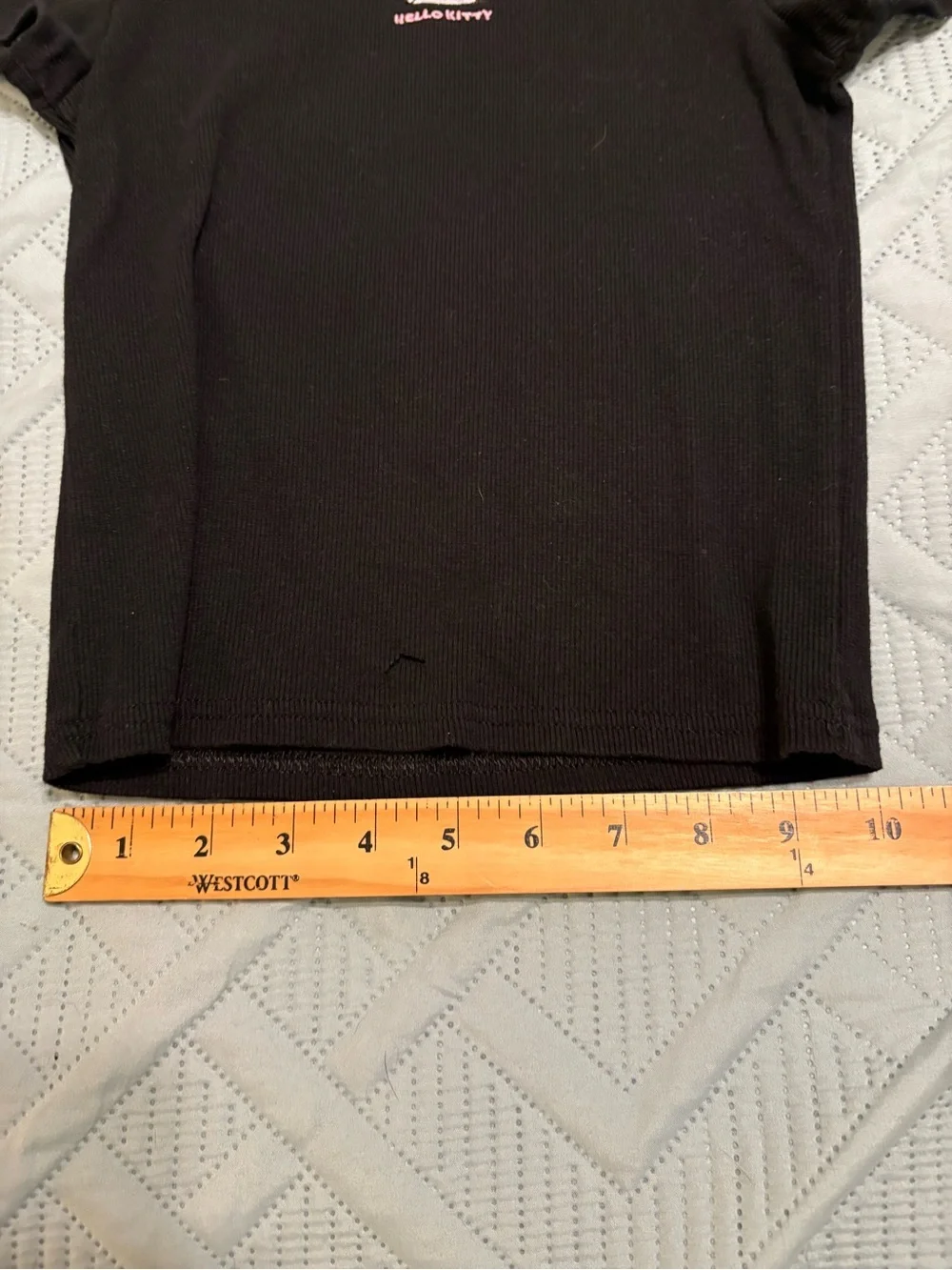 Sanrio Hello Kitty Girls Black Ribbed T- Shirt Size 8 Medium